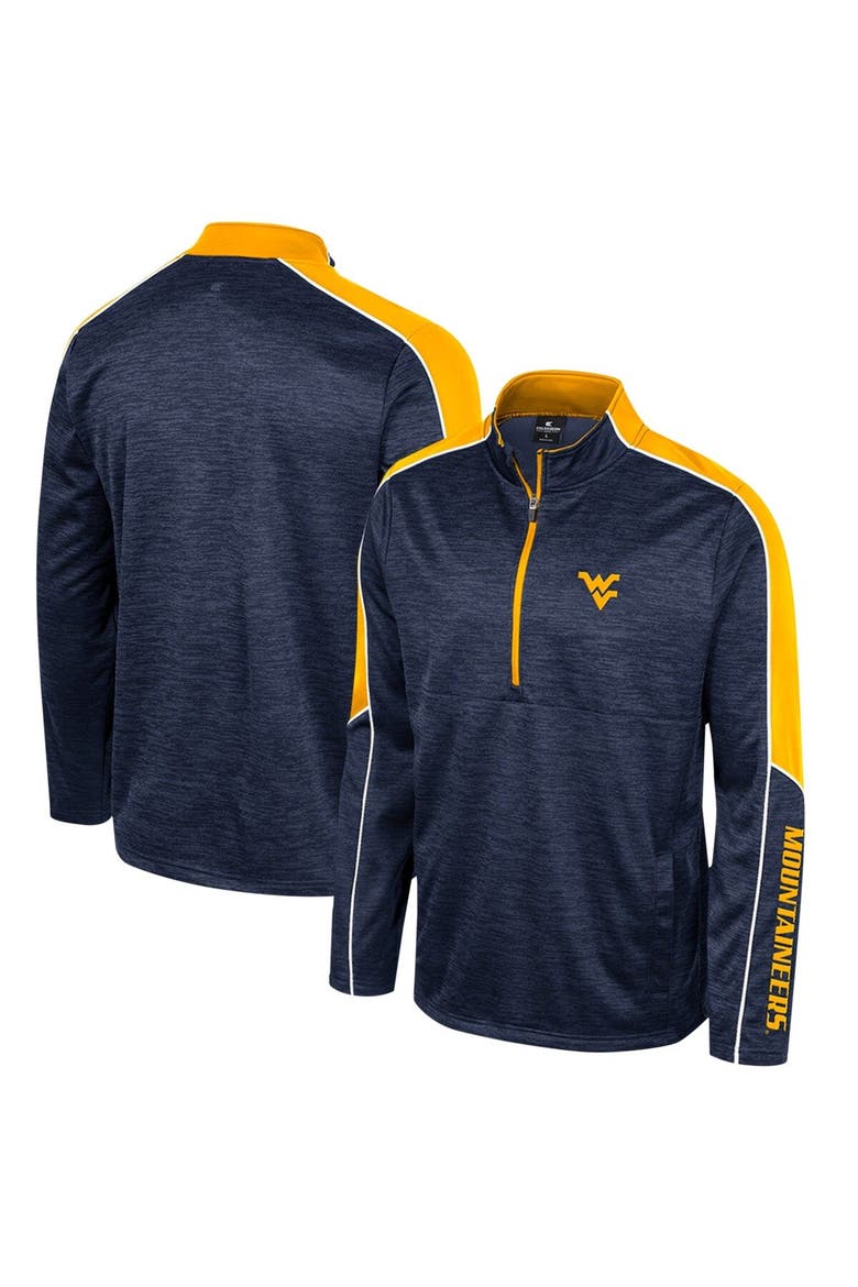 Men's Colosseum Navy West Virginia Mountaineers Marled Half-Zip Jacket, Main, color, Navy