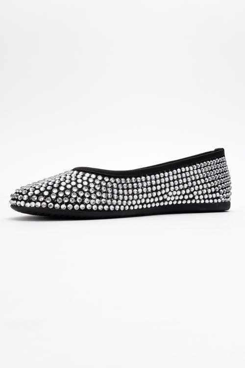 Prologue Shoes Runway Mesh Embellished Ballet Flat In Black