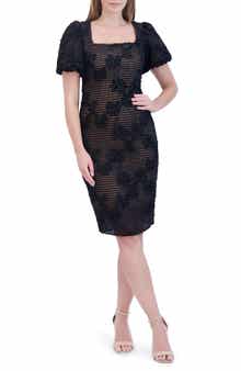Eliza J Floral Appliqué Open Stitch Dress