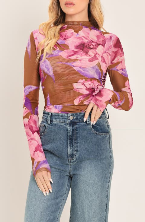 Mesh Mock Neck Top