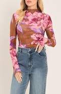 FLYING TOMATO Mesh Mock Neck Top