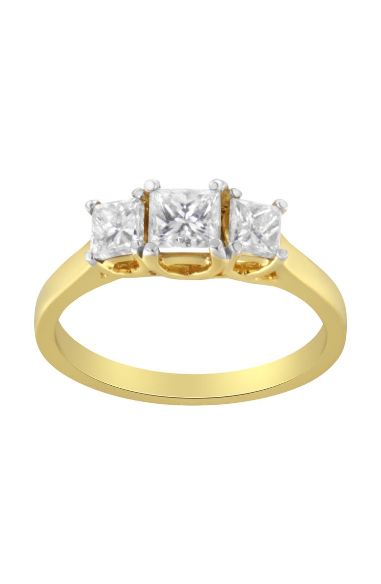 Haus of Brilliance 10K Yellow Gold Princess-Cut Diamond Three Stone Band Ring, Alternate, color, Yellow Gold
