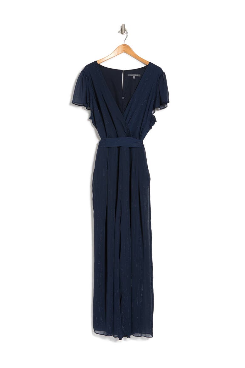 Chiffon Surplice Jumpsuit, Alternate, color, NAVY