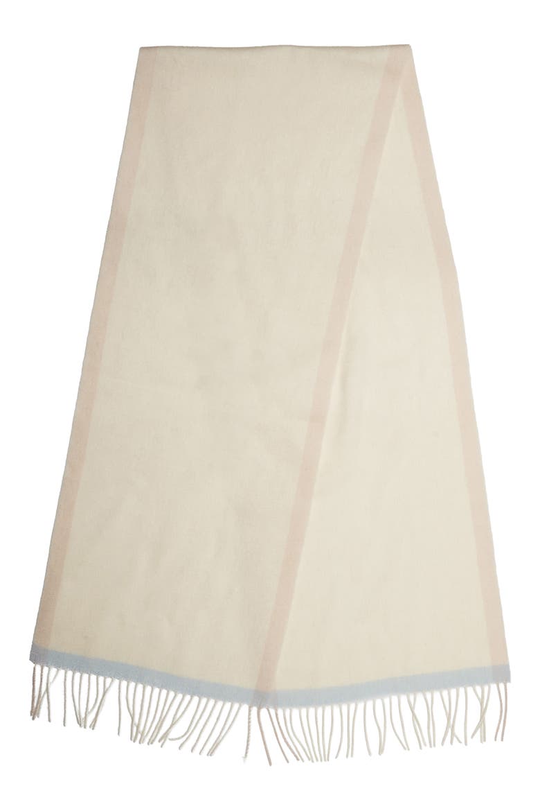 Cashmere Fringe Trim Scarf, Alternate, color, IVORY/ BLUE