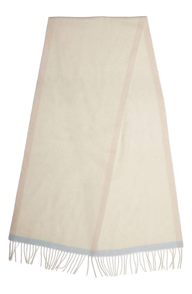 Wyeth Cashmere Fringe Trim Scarf, Alternate, color, Ivory/ Blue
