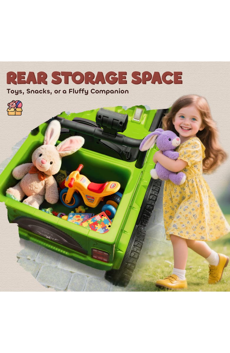 Qaba 12V Ride On Car w/ Remote Control, 2WD/4WD Switchable, Back Trailer, Alternate, color, Green