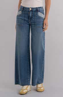 Maya High Waist Raw Hem Wide Leg Jeans