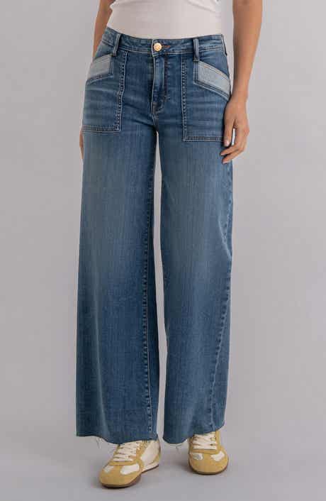 Maya High Waist Raw Hem Wide Leg Jeans