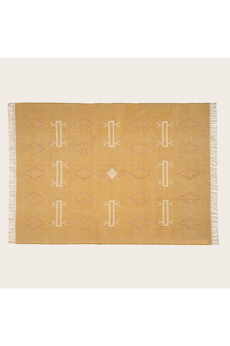 Cotton Motif Rug, Main, color, Mustard