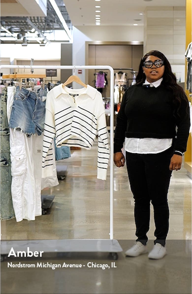 Stripe Cotton Blend Crop Sweater, sales video thumbnail