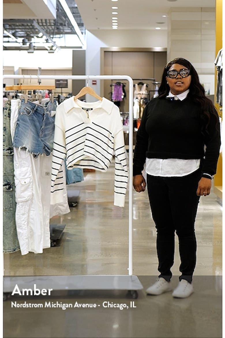 Stripe Cotton Blend Crop Sweater video