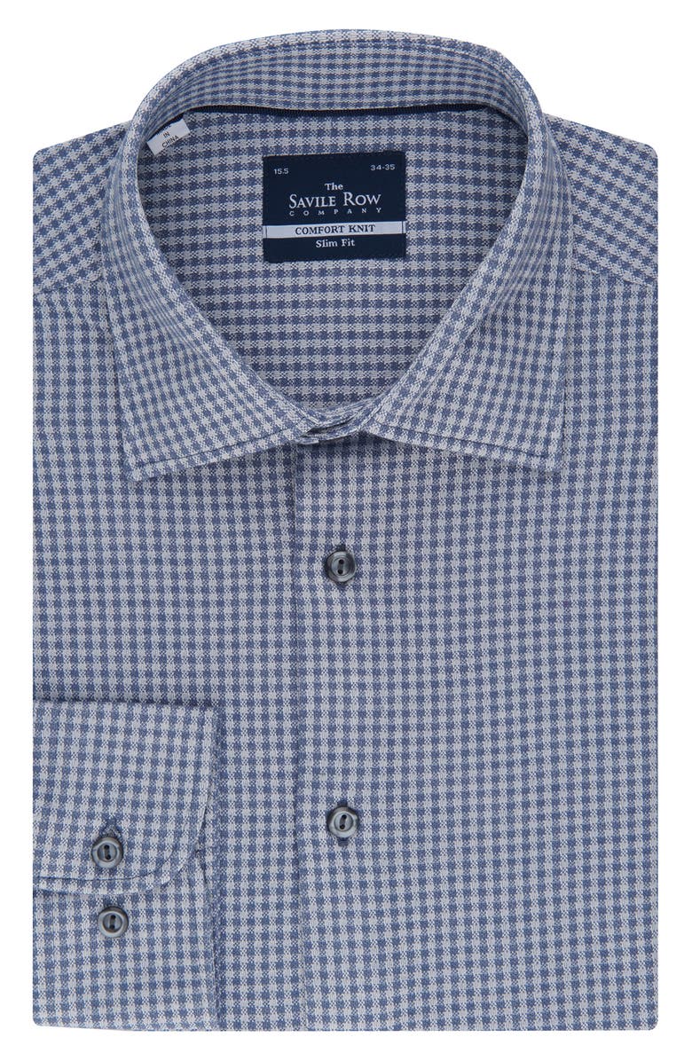 SAVILE ROW CO Gingham Comfort Knit Slim Fit Dress Shirt, Main, color, 