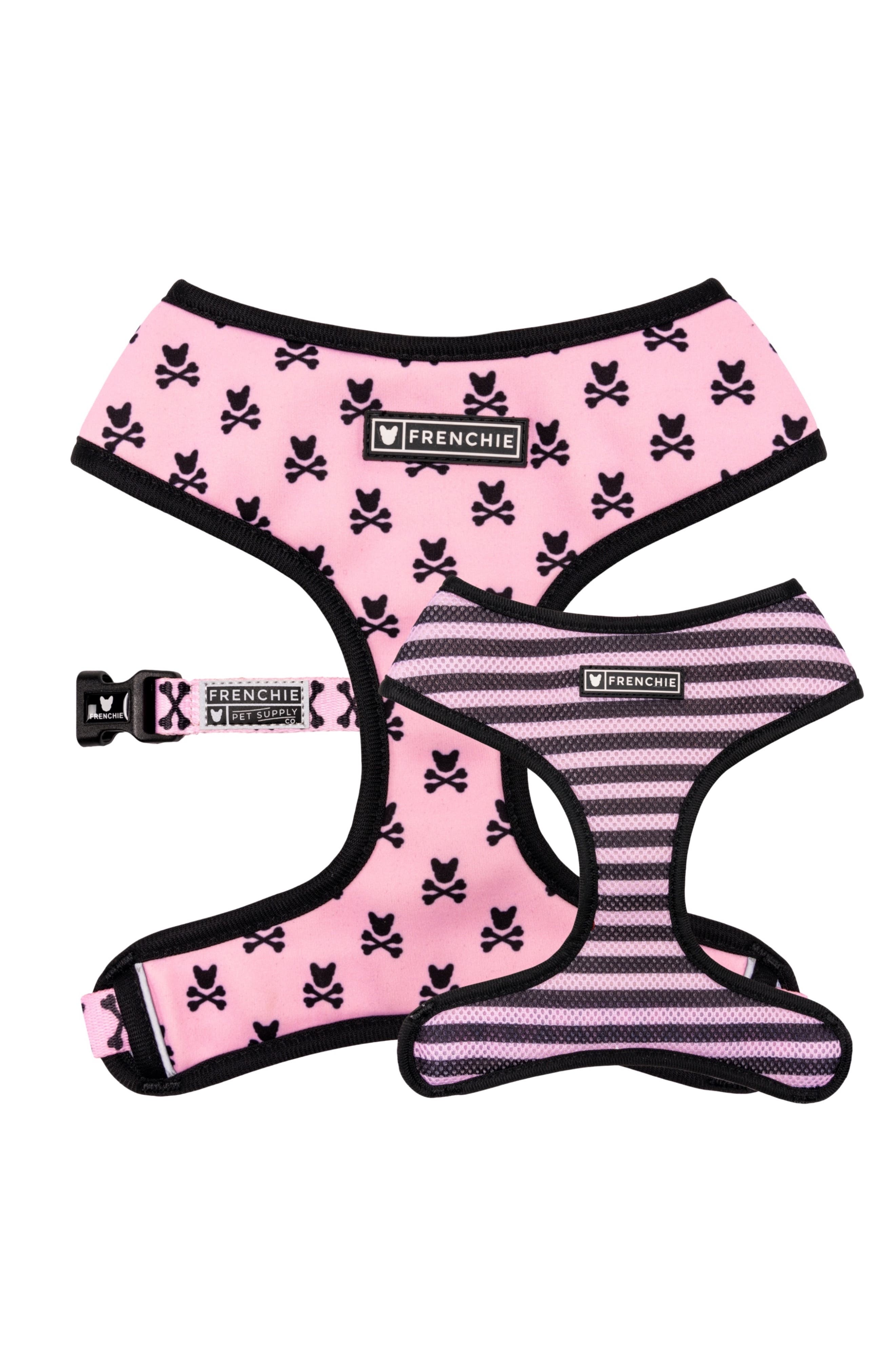Frenchie Duo Reversible Harness in Pink Bad To The Bone 