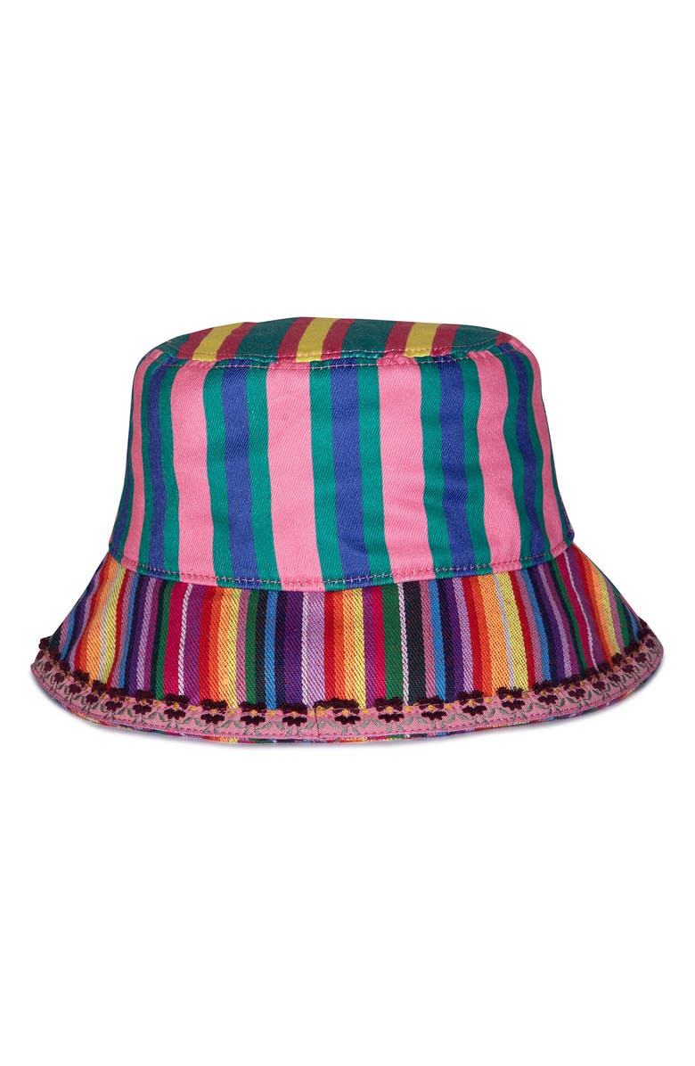 Kurt Geiger London Southbank Mix Stripe Bucket Hat, Alternate, color, Dark Rainbow