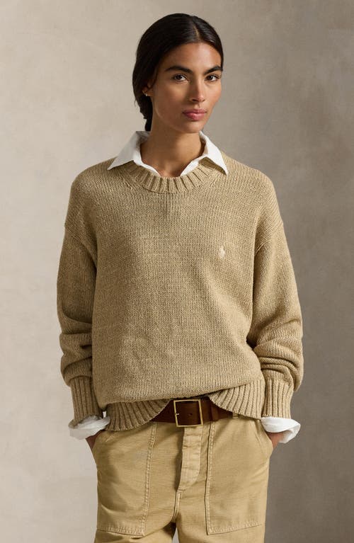 Polo Ralph Lauren Intarsia Knit Logo Sweater In Brown