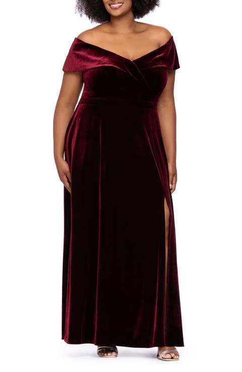 Portrait Collar Velvet Gown