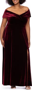 Xscape Evenings Portrait Collar Velvet Gown
