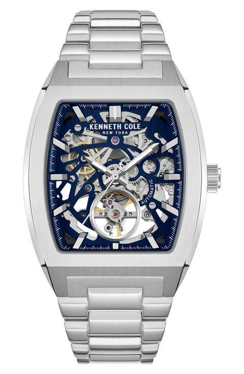 The Hollis Tonneau Skeleton Automatic Bracelet Watch, 40mm x 52.5mm