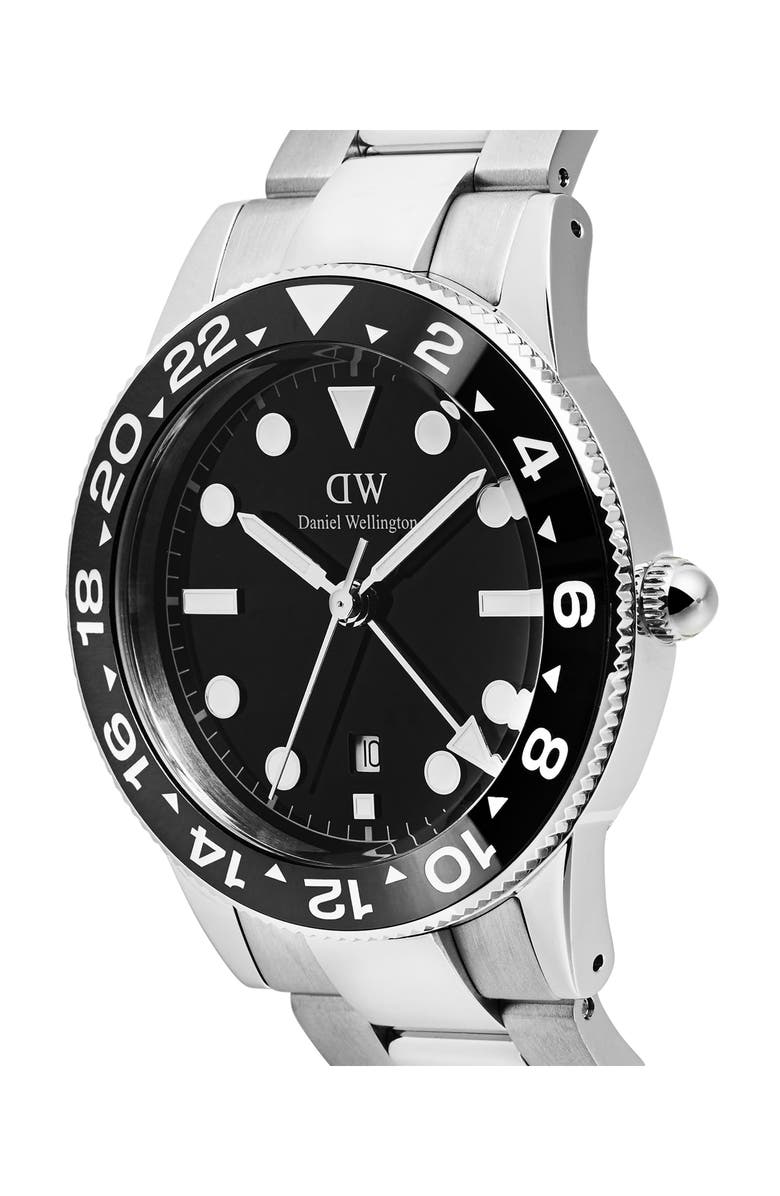 Daniel Wellington Iconic Ceramic Bezel GMT Bracelet Watch, 40mm, Alternate, color, Silver-Tone