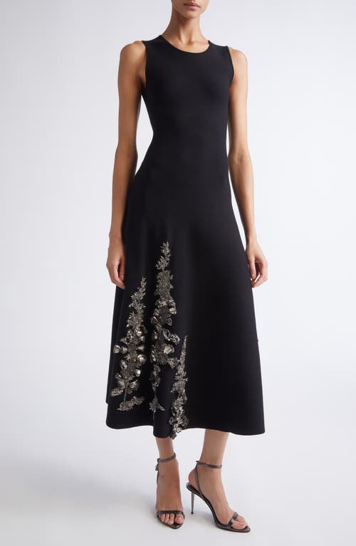 Oscar De La Renta Foxglove Embroidered Sleeveless Fit & Flare Dress In Animal Print