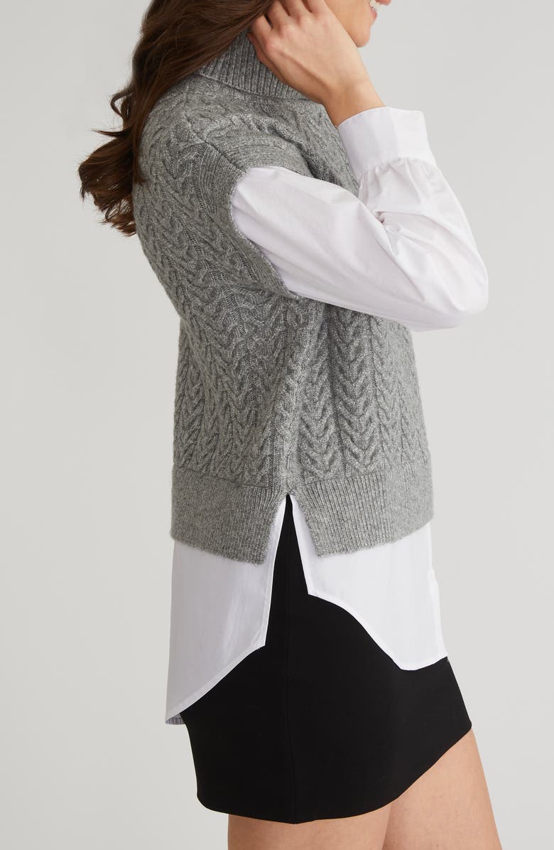 525 Sofia Twofer Cable Sweater Vest Shirt, Alternate, color, 