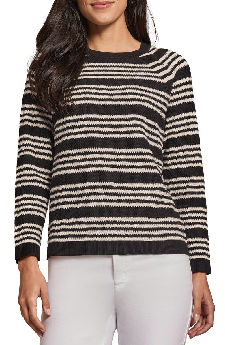 Jones New York Textured Stripe Crewneck Sweater, Main, color, 