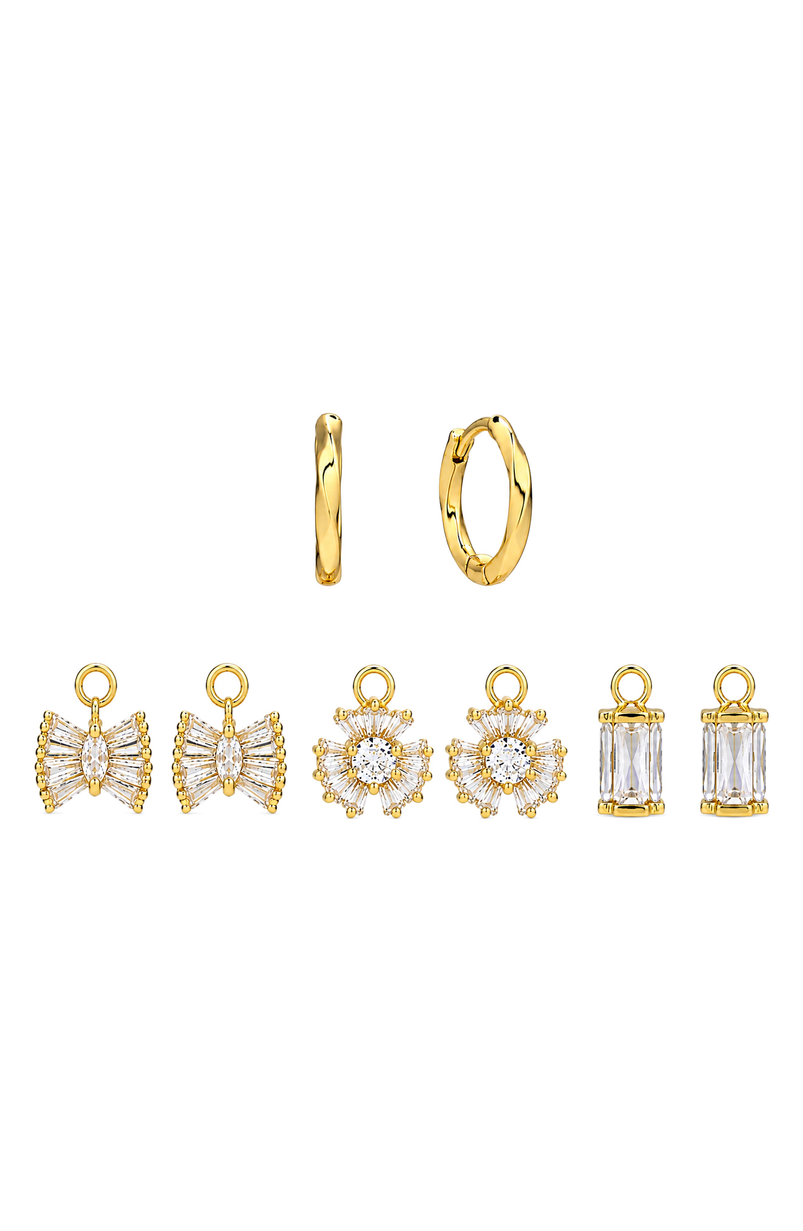 Bow and Bloom Charm Huggie Hoop Earrings