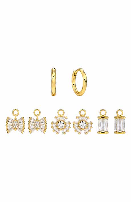 Bow and Bloom Charm Huggie Hoop Earrings