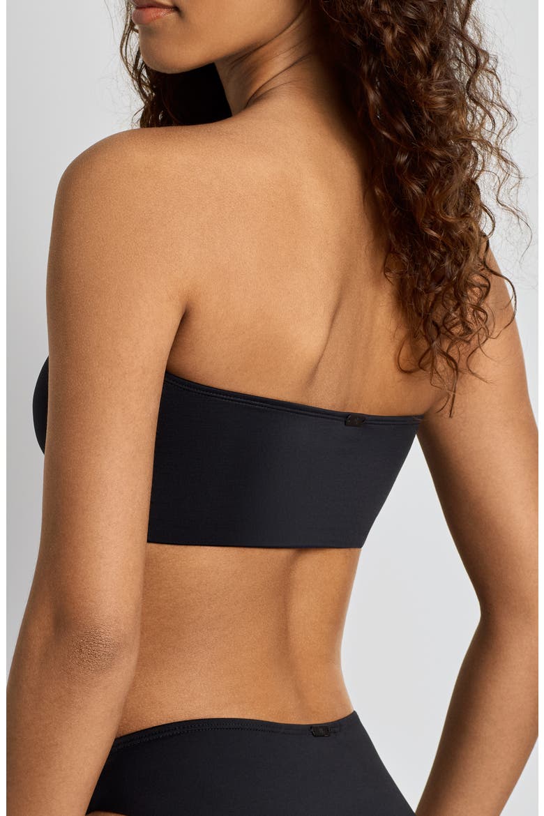 Longline Bandeau Bikini Top, Alternate, color, BLACK