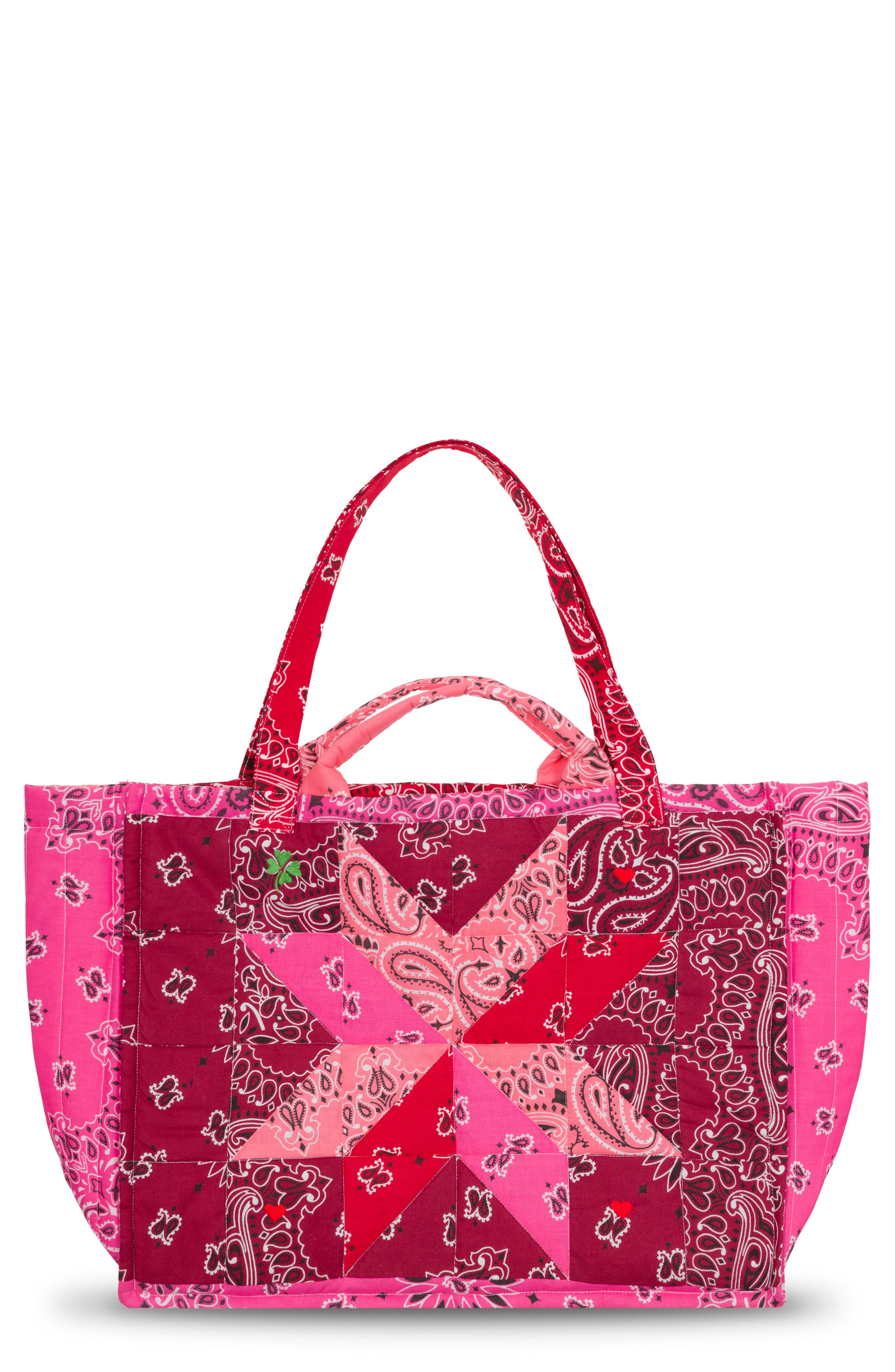 CALL IT BY YOUR NAME Maxi Cabas Patchwork Bandana Reversible Tote, Main, color, 