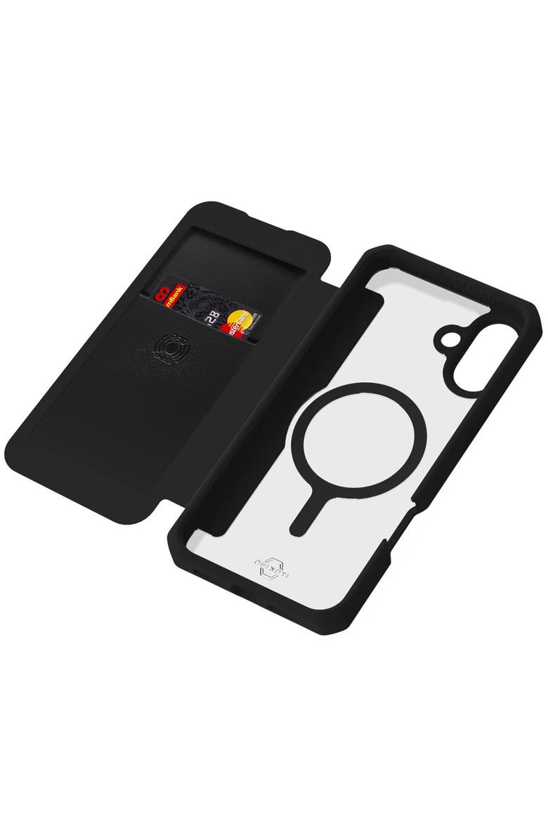 ITSkins Hybrid_R Folio MagSafe Case for Apple iPhone 16, Alternate, color, Black