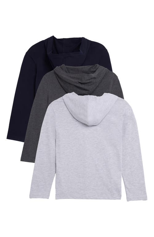 X-ray Xray Kids' 3-pack Hooded Long Sleeve Cotton T-shirts In Multi