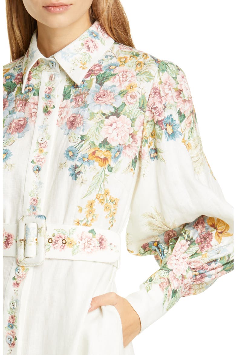Wavelength Floral Long Sleeve Linen Maxi Dress, Alternate, color, CREAM DAPHNE