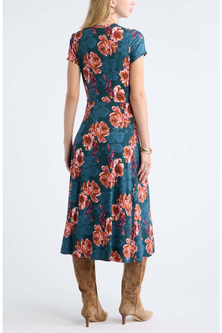 Twist Waist Jersey Midi Dress, Alternate, color, GREEN- PINK PAISLEY BOUQUET