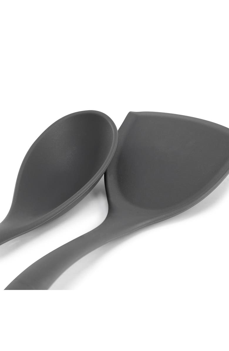 OSTER Ridgecrest 2 Piece Silicone Kitchen Tool Serving Spoon and Turner Set, Alternate, color, Gray