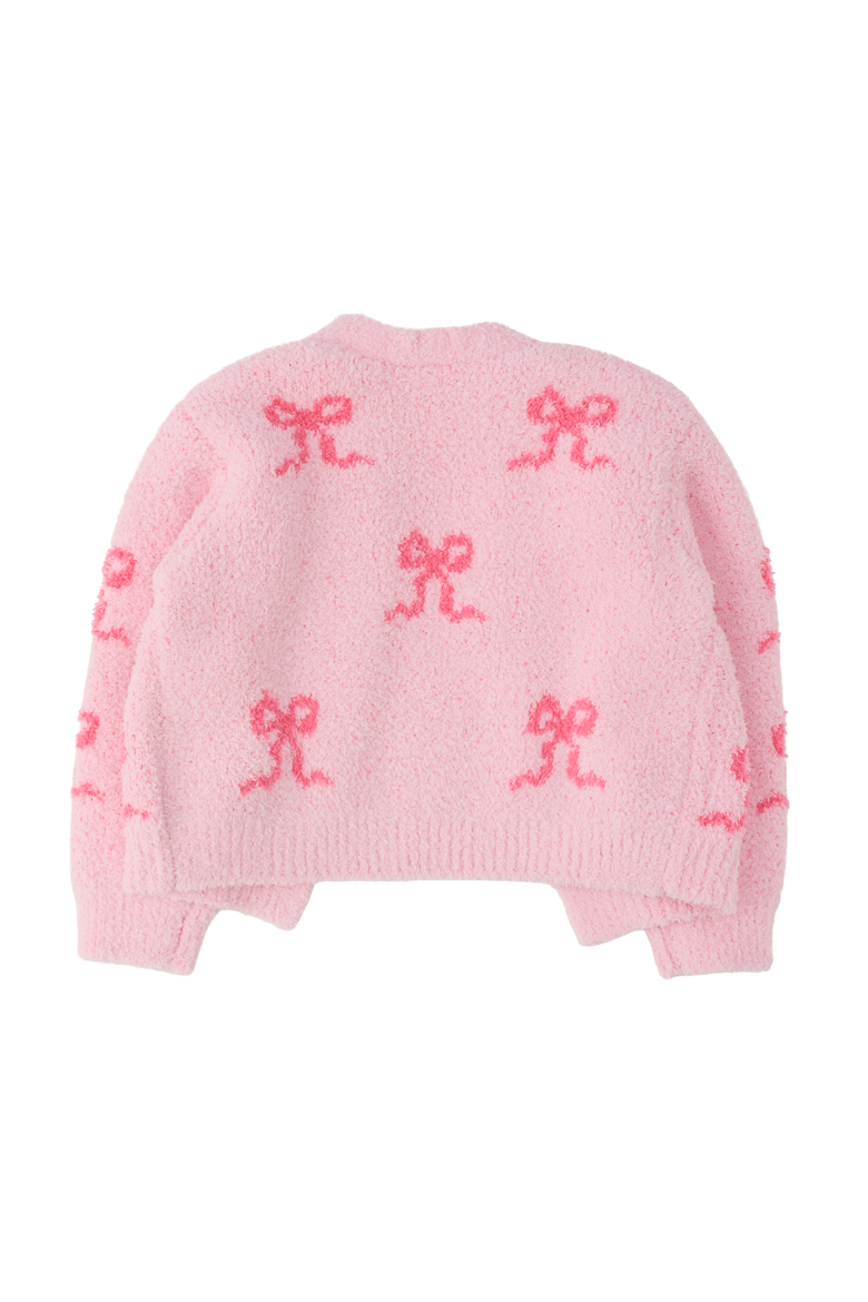 Cozy Sweater Knit Open Cardigan, Alternate, color, Hot Pink Bows
