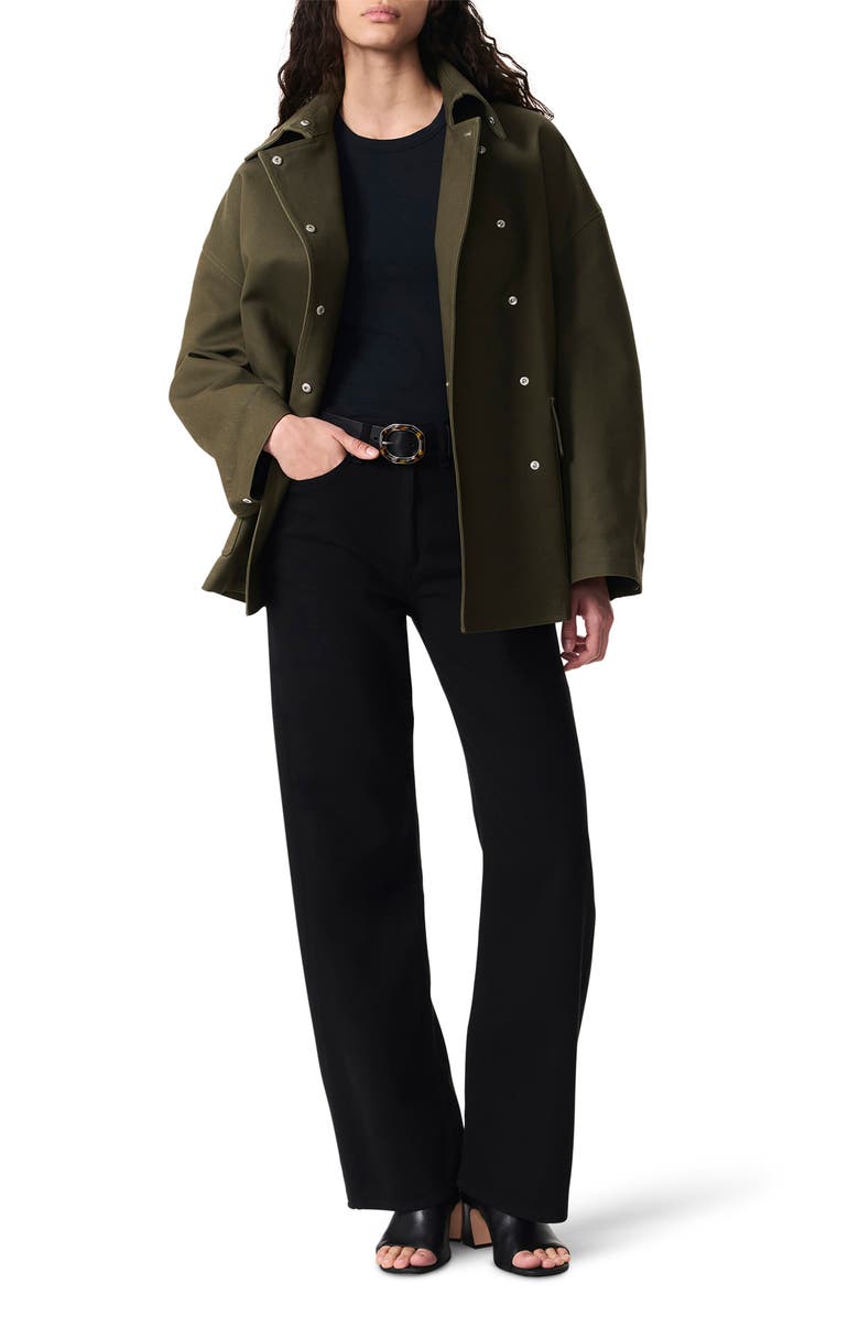 rag & bone Rue Tie Belt Cotton Jacket, Alternate, color, Army Green