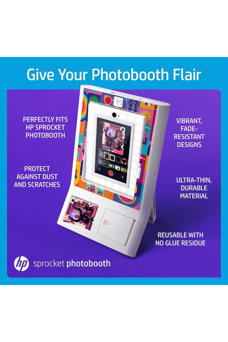 Decorative Stickers Frames, Custom Adhesive Frame Stickers Only for the HP Sprocket Photobooth, Alternate, color, White