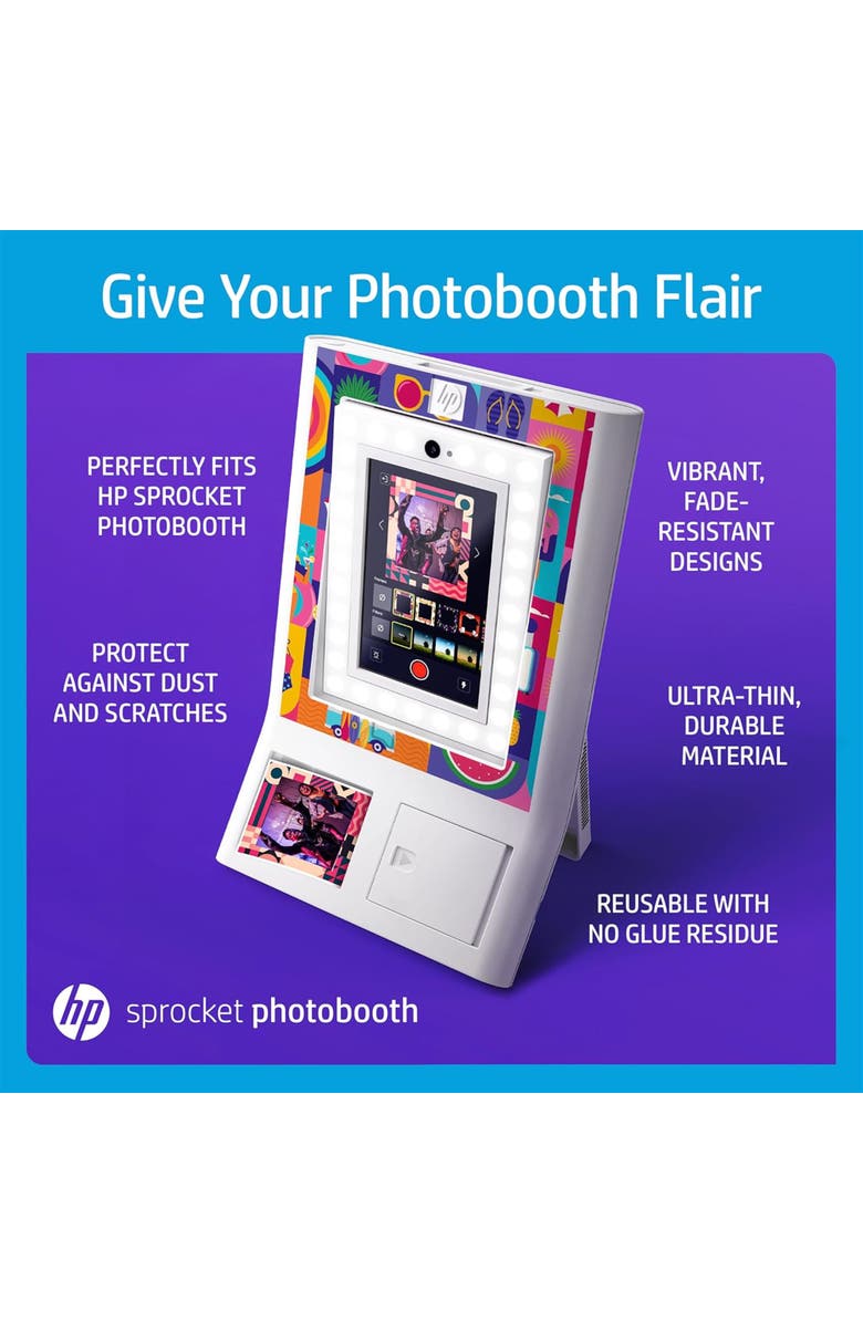 HP Decorative Stickers Frames, Custom Adhesive Frame Stickers Only for the HP Sprocket Photobooth, Alternate, color, White