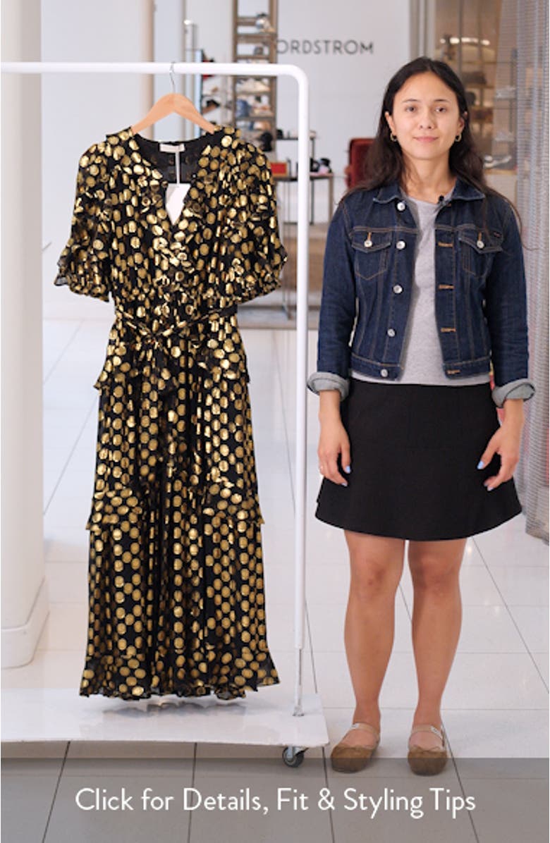 Tida Metallic Dot Silk Blend Dress, sales video thumbnail