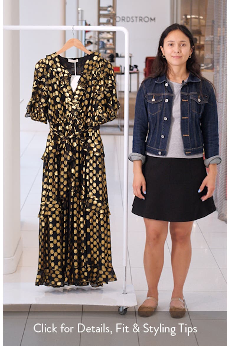 Tida Metallic Dot Silk Blend Dress video