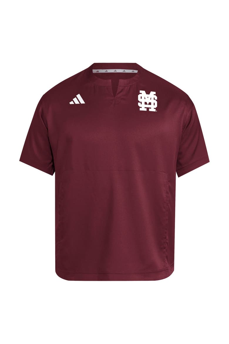 Men's adidas  Maroon Mississippi State Bulldogs Dugout Coaches Adizero Notch Neck Pullover Top, Alternate, color, Maroon