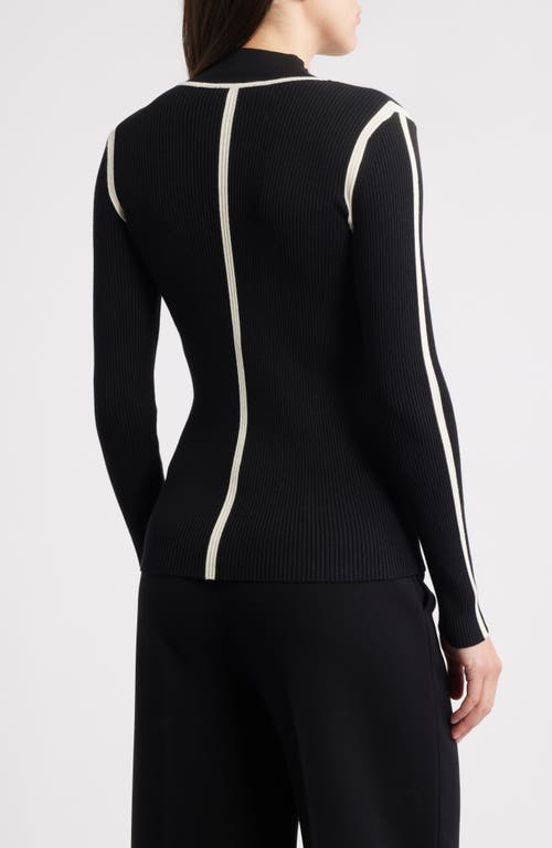 Elie Tahari The Chani Rib Mock Neck Top In Black
