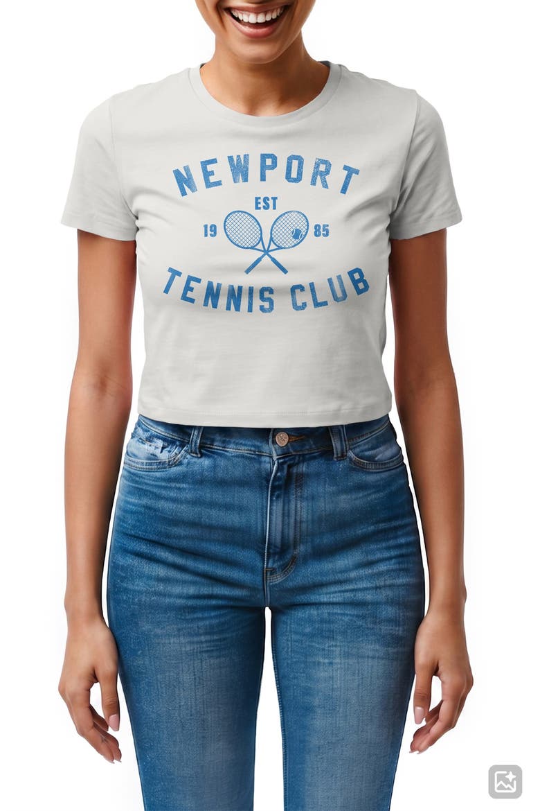 Newport Tennis Club Crop Graphic T-Shirt, Main, color, CLOUD DANCER