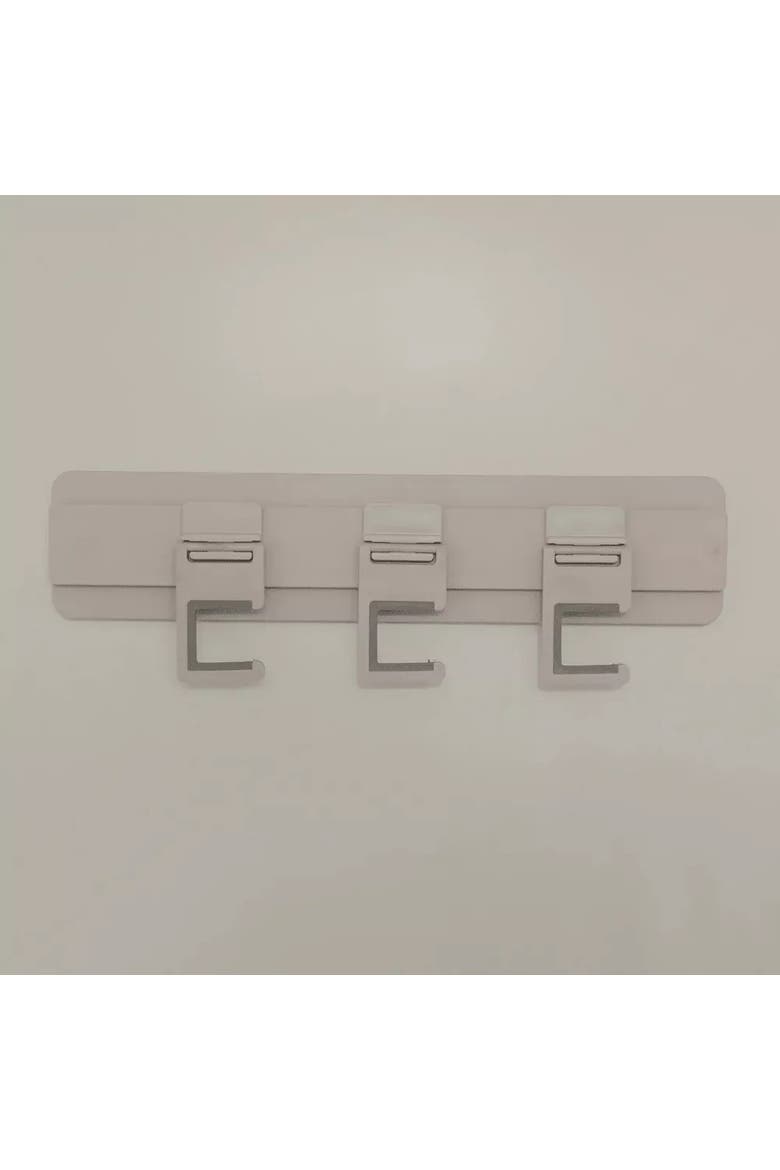 Wall Mounted Self Adhesive Broom and Mop Holder with 3 Adjustable Anti Slip Silicone Hooks, Alternate, color, Beige