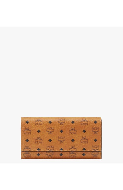 Mcm Ladies Trifold Cognac Wallet In Visetos Original In Cognac