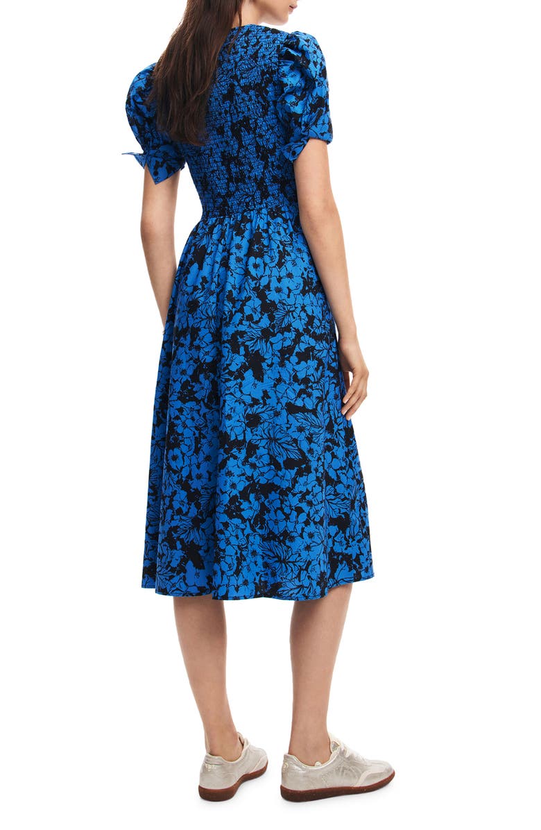 Desigual San Diego Puff Sleeve Fit & Flare Dress, Alternate, color, Blue