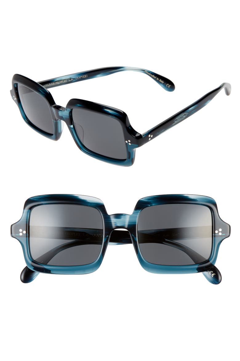 Avri 50mm Polarized Square Sunglasses, Main, color, TEAL/ GREY