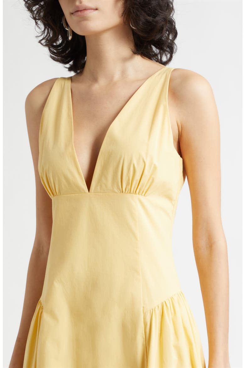 Lindie Plunge Neck Basque Waist Cotton Dress, Alternate, color, YELLOW