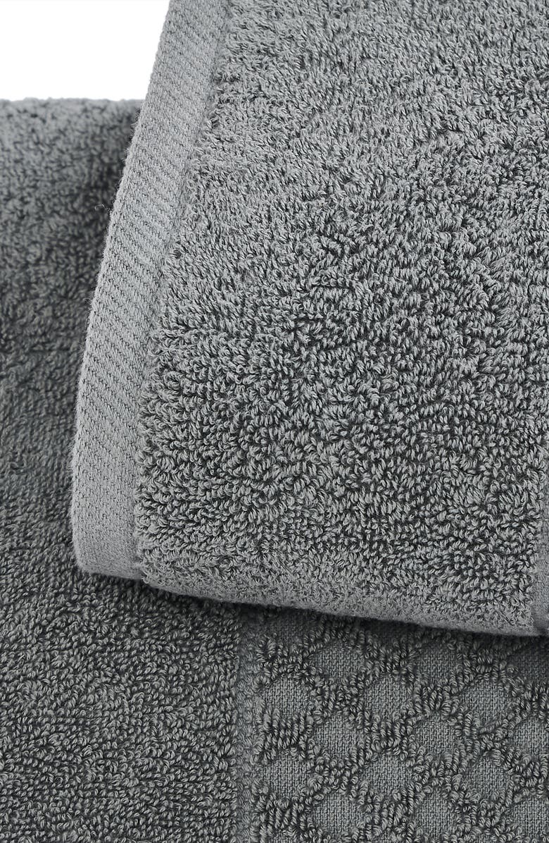 Woven & Weft 6-Pack Diamond Textured Hand Towels, Alternate, color, Dark Grey